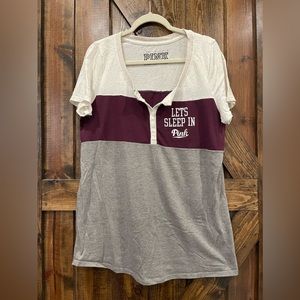 NWOT - Victoria’s Secret - PINK - “Let’s Sleep In” Tee - Large